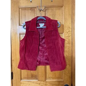 Coldwater Creek Red 100% Leather Paisley Embossed Vest Women's Large